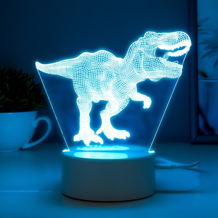 Светильник сенсорный "Тираннозавр" LED 7 USB/от батареек белый 16х9,5х16см RISALUX - фото 1907383490