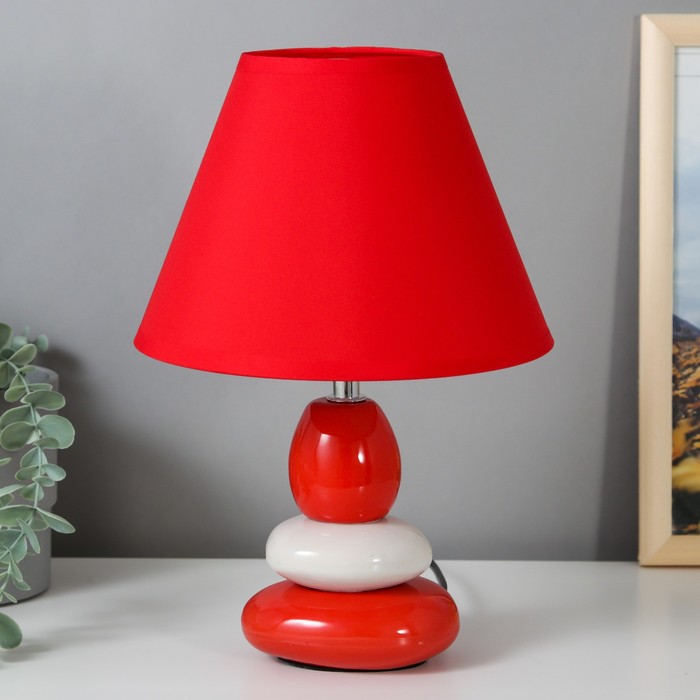 Настольная лампа 16877/1RD+WT E14 40Вт красно-белый 21х21х30 см RISALUX - фото 1907383559