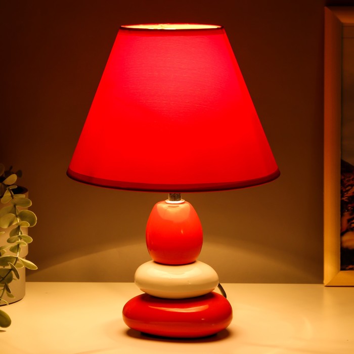 Настольная лампа 16877/1RD+WT E14 40Вт красно-белый 21х21х30 см RISALUX - фото 1907383561
