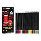 Карандаши цветные пластиковые, 24 цвета, deVENTE Juicy Black, трёхгранные, 2М, 3 мм, тонированные в чёрный цвет - фото 299711801