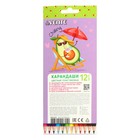 Карандаши 12 цветов пластиковые, deVENTE Avocado, трёхгранные, 2М, 3 мм, тонированные в чёрный - фото 24475941