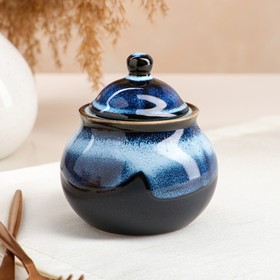 

Сахарница "Бриз", глазурь, матовая, чёрно-голубая, 0.35 л