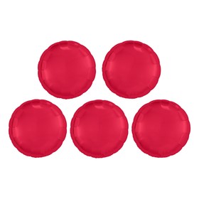 Шары фольгированные 19", круг, набор 5 шт., цвет красный