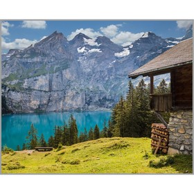 Алмазная мозаика «Альпийский рай» 40 × 50 см, 40 цв. + наклейка