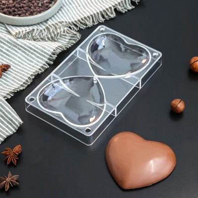 Форма для шоколада KONFINETTA «Любовь», 20×12×2,5 см, 2 ячейки (10×9×1,5 см)