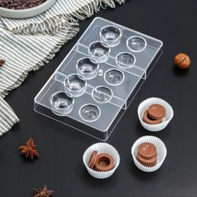 Форма для шоколада и конфет «Бабл», 10 ячеек, 20×12×2,5 см, d=2,5 см, d=2,7 см