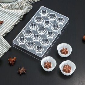 Форма для шоколада «Цветочек», 15 ячеек, 20×12×2,5 см, ячейка 2,5×1,5 см