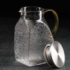 Кувшин для воды Magistro «Сара», 1.4 л, 15.5×9×20 см, с металлической крышкой, стекло, прозрачный - Фото 2