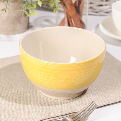 Салатник керамический Доляна «Бутон», 500 мл, d=14 см, цвет жёлтый