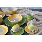 Чайная пара керамическая Доляна «Подсолнух», 2 предмета: чашка 200 мл, блюдце d=14,5 см, цвет зелёный - Фото 7