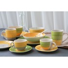 Чайная пара керамическая Доляна «Подсолнух», 2 предмета: чашка 200 мл, блюдце d=14,5 см, цвет зелёный - Фото 8