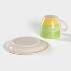 Чайная пара керамическая Доляна «Подсолнух», 2 предмета: чашка 200 мл, блюдце d=14,5 см, цвет зелёный - Фото 4