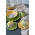 Чайная пара керамическая Доляна «Бутон», 2 предмета: чашка 200 мл, блюдце d=14,5 см, цвет жёлтый - фото 4346437