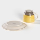 Чайная пара керамическая Доляна «Бутон», 2 предмета: чашка 200 мл, блюдце d=14,5 см, цвет жёлтый - Фото 4