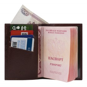 

Обложка для паспорта, отдел для купюр, цвет коричневый