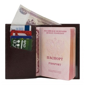 

Обложка для паспорта, отдел для купюр, цвет коричневый