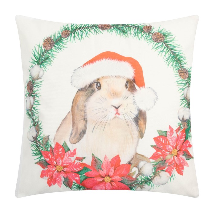 Чехол на подушку Этель "Рождественский кролик" 40 х 40 см, 100% п/э - Фото 1