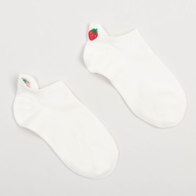 Носки женские укороченные MINAKU «Клубника», цвет экрю, размер 36-39 (23-25 см)