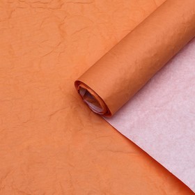 Бумага для упаковок, UPAK LAND, жатая, эколюкс, двухцветная, двусторонняя, белая, персиковая, оранжевая, рулон 1 шт., 0,7 х 5 м
