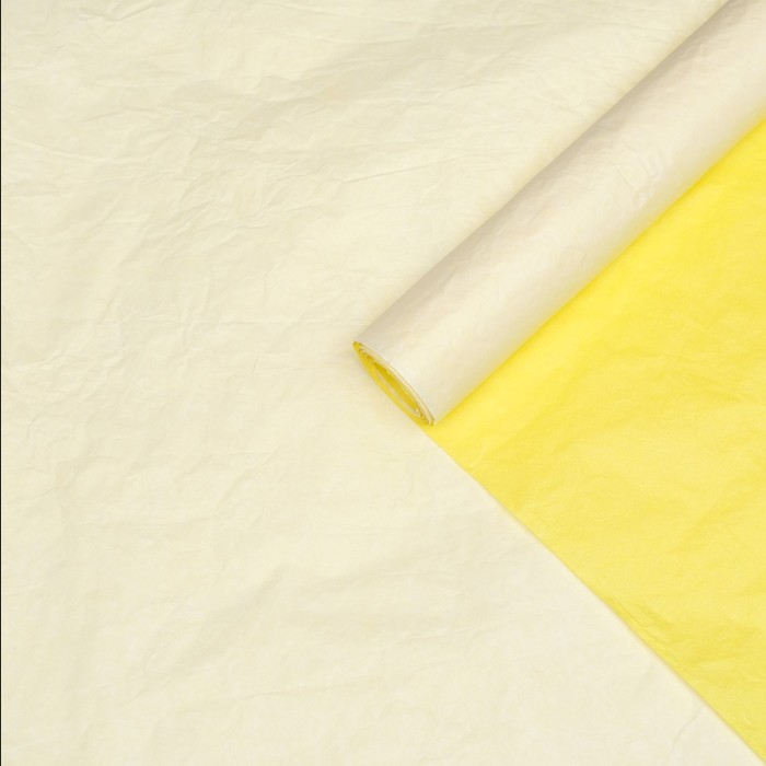 Бумага для упаковок, UPAK LAND, жатая, эколюкс, двухцветная, двусторонняя, желтая, светлая, белая, рулон 1 шт., 0,7 х 5 м - Фото 1