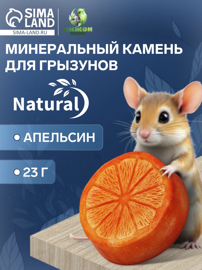 Минеральный камень «Пижон» для грызунов, апельсин, 23 г - Фото 1