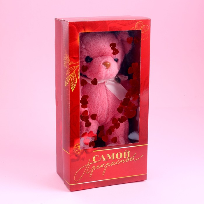 Мягкая игрушка «Самой прекрасной», розовый мишка - фото 1927843200