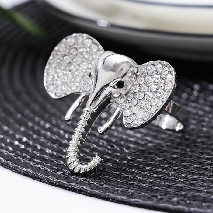 Кольцо для салфетки Nature «Слон», 5.5×5×4.7 см, металл, пластик, серебристое - Фото 1