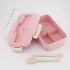 Ланч-бокс в школу TAKE IT EASY, 800 мл, с приборами, 12×7.6×20 см, пшеничная солома, розовый - Фото 3