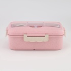 Ланч-бокс в школу TAKE IT EASY, 800 мл, с приборами, 12×7.6×20 см, пшеничная солома, розовый - Фото 5