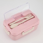 Ланч-бокс в школу TAKE IT EASY, 800 мл, с приборами, 12×7.6×20 см, пшеничная солома, розовый - Фото 6