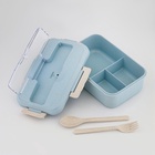 Ланч-бокс в школу TAKE IT EASY, 800 мл, с приборами, 12×7.6×20 см, пшеничная солома, голубой - Фото 4