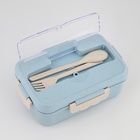 Ланч-бокс в школу TAKE IT EASY, 800 мл, с приборами, 12×7.6×20 см, пшеничная солома, голубой - Фото 6