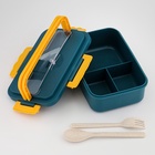 Ланч - бокс в школу Доляна, 800 мл, 3 секции, с приборами, 12×7.6×20 см, пластик, бирюзовый - Фото 3