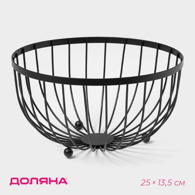 Фруктовница Доляна, 25×25×13.5 см, чёрная