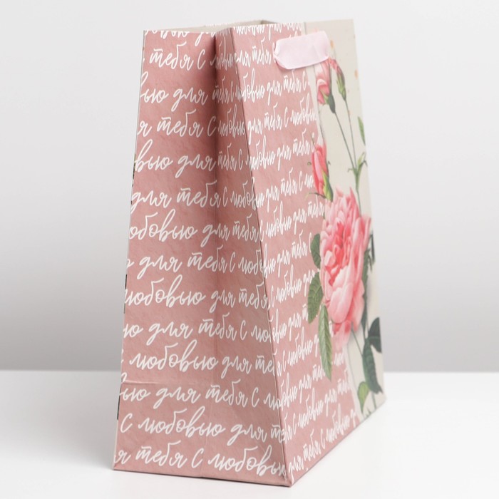 Пакет подарочный ламинированный вертикальный, упаковка, «Роза», ML 23 х 27 х 11,5 см - фото 1885316659