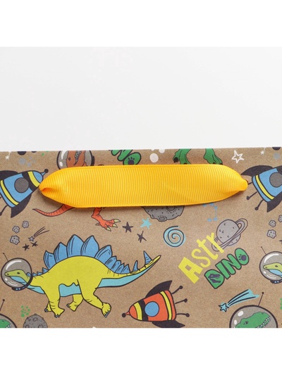 Пакет подарочный крафтовый, упаковка, «Динозавр: Dino», ML 23×27×11.5 см
