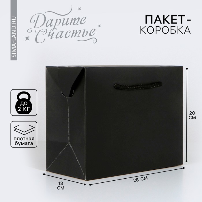 Пакет—коробка «Чёрный», 28 × 20 × 13 см