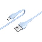 Кабель Hoco X49, microUSB - USB, 2.4 А, 1 м, PVC оплетка, клипса, голубой 7728626 - фото 16878299
