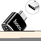 Адаптер Hoco UA5, Type-C - USB, поддержка OTG, металл, черный - фото 7780829
