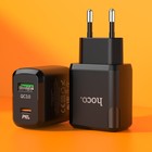 Сетевое зарядное устройство Hoco N5, USB,  3 А, PD20W+QC3.0, черное - Фото 2