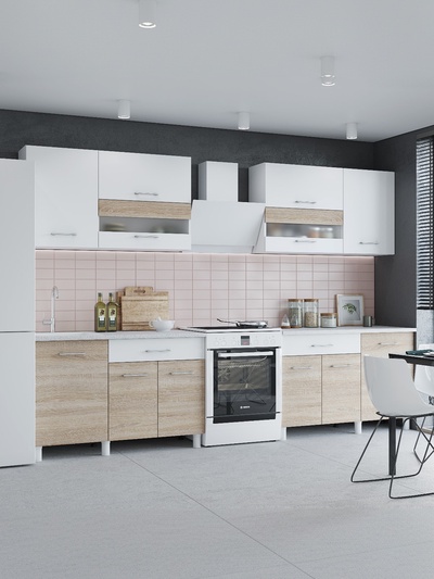 Кухонный гарнитур прямой «Тренд», с столешницей, 2400 мм, цвет белый/сонома