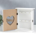 Ключница дерево 6 крючков "Сердце и бант" серый 25,5х7х21 см - фото 21500813