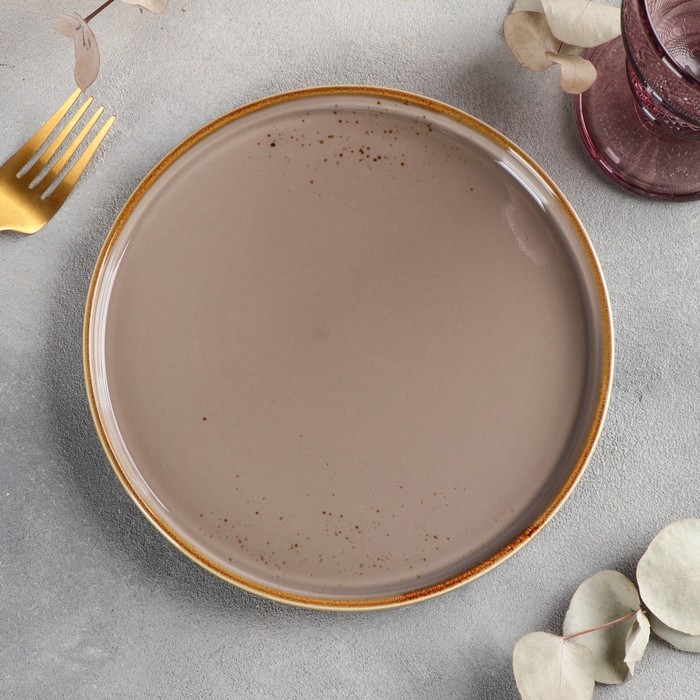 Тарелка фарфоровая с бортиком Magistro «Церера», d=20 см, цвет коричневый - Фото 1