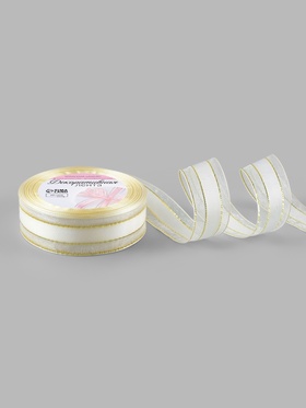 Лента декоративная, капроновая, атласная, с люрексом, 25 мм, 18±1 м, белая