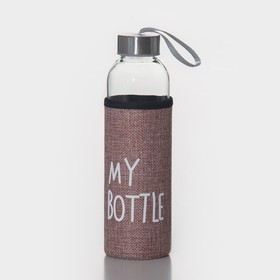 Бутылка для воды стеклянная в чехле «Ротанг», 500 мл, h=22 см, цвета МИКС