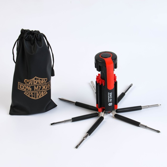 Фонарь многофункциональный, мультитул 8 в 1 «100 % Мужик», 12×4 см, 3 ААА - Фото 1