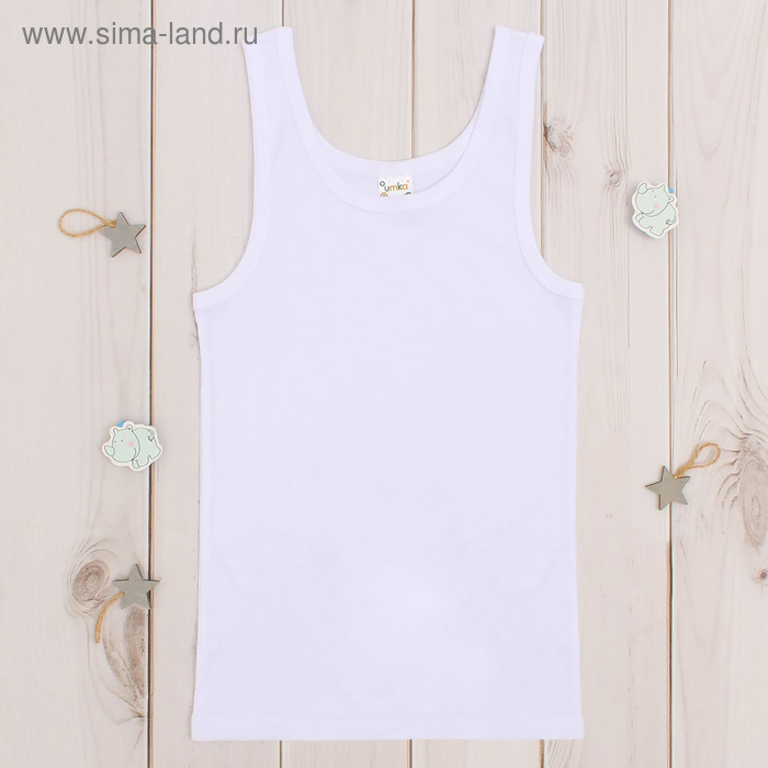 Майка для мальчика, рост 98-104 см, цвет белый AZ-734 - Фото 1