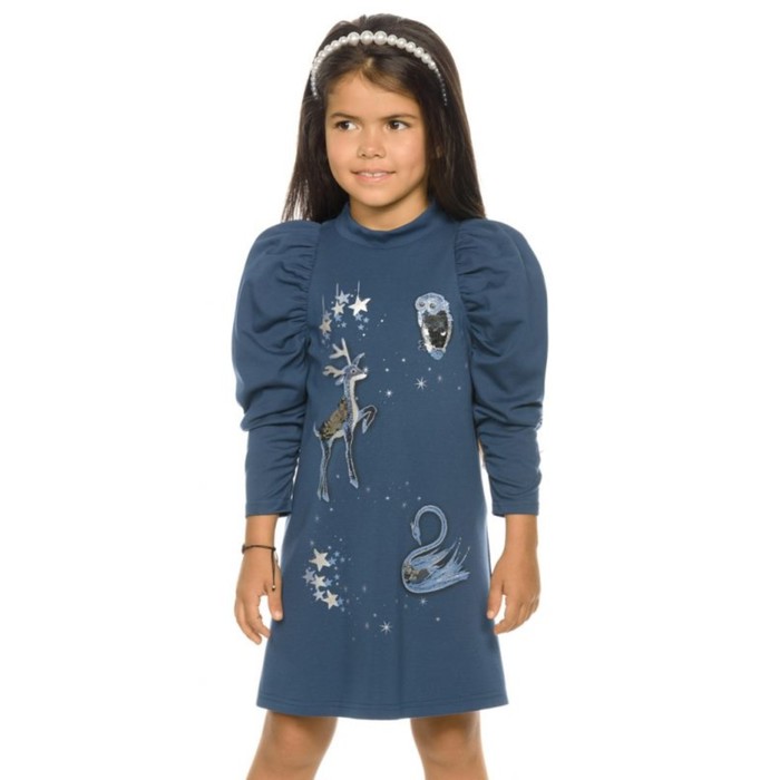Платье для девочек, рост 104 см, цвет тёмно-синий