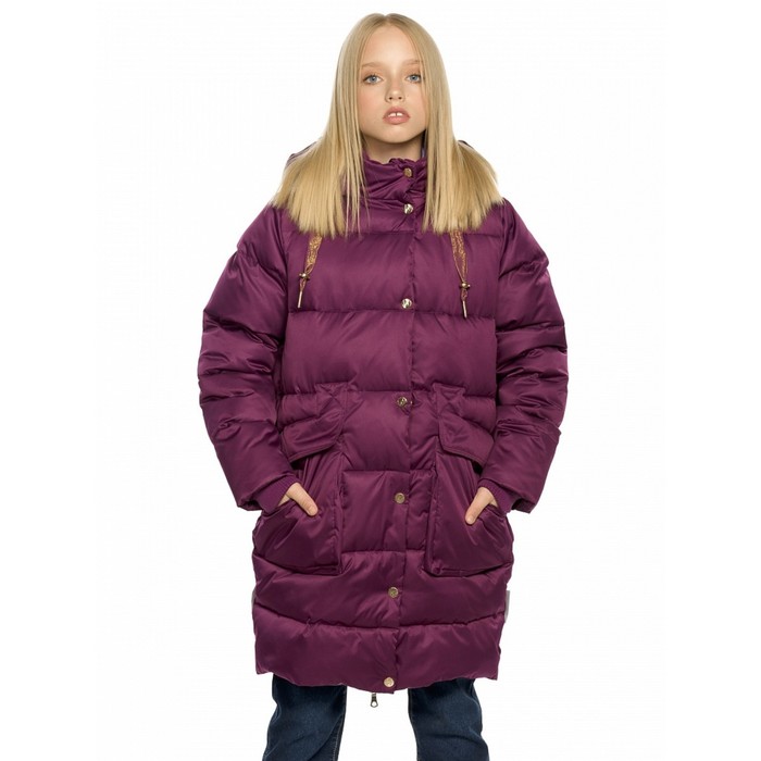 Пальто для девочек, рост 164 см, цвет лиловый