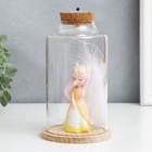 Сувенир полистоун световой "Девочка с розовыми волосами, ушками и пером" 10х10х17,5 см - фото 21501341